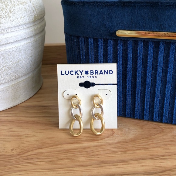 Lucky Brand Chain Link Earrings Gold and Silver - Picture 13 of 15